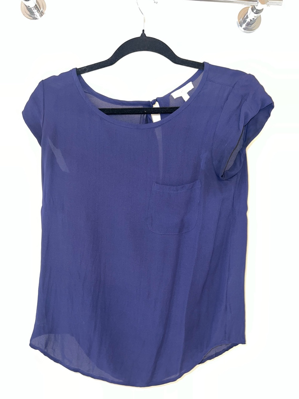 Joie navy blue silk tee XS